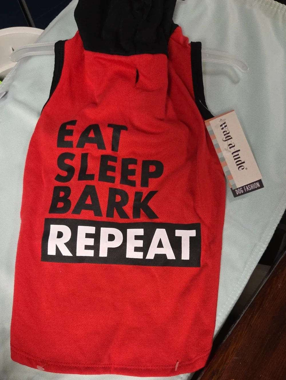 Red 'Eat Sleep Bark Repeat' Dog Hoodie